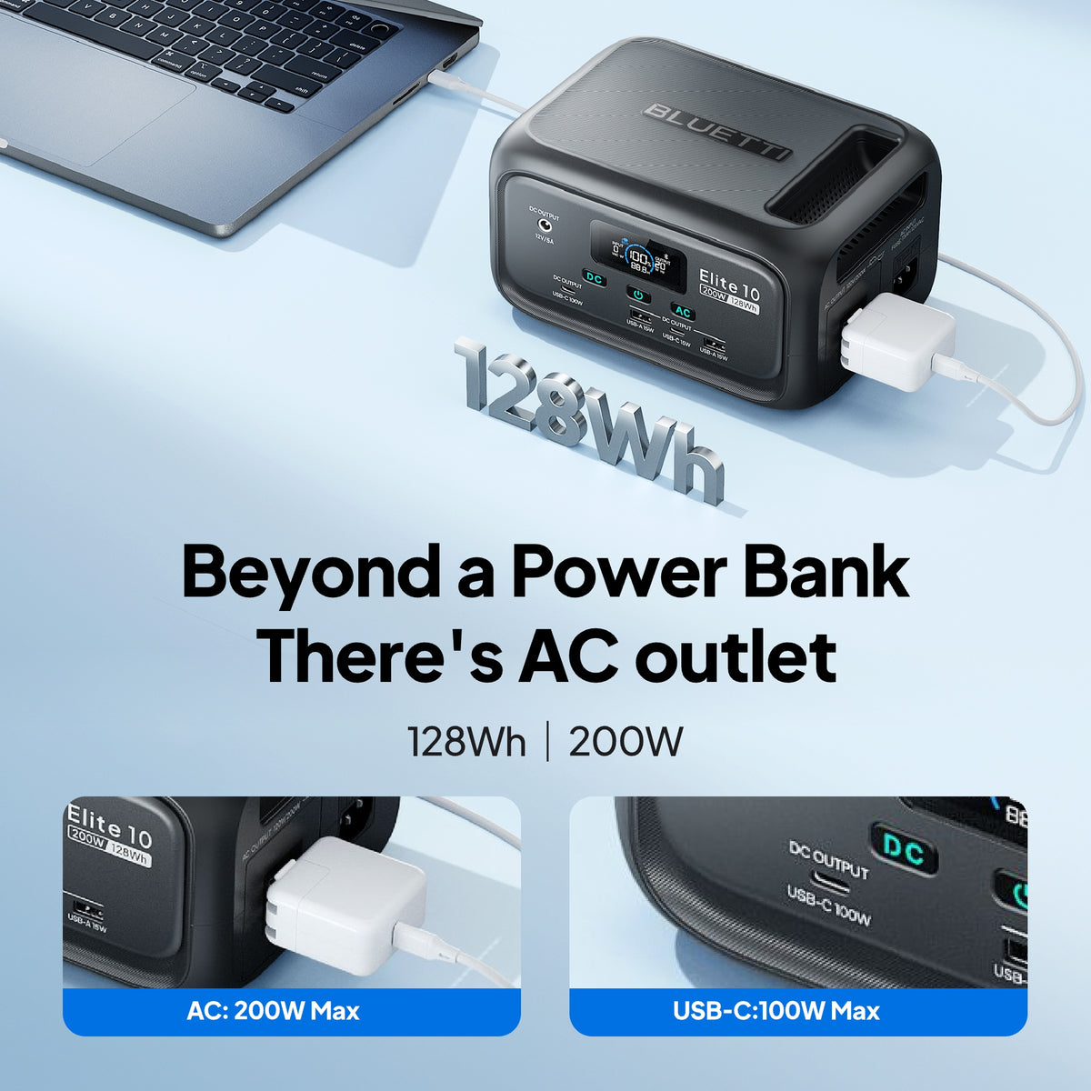 BLUETTI Elite 10 Portable Power Station | 200W 128Wh