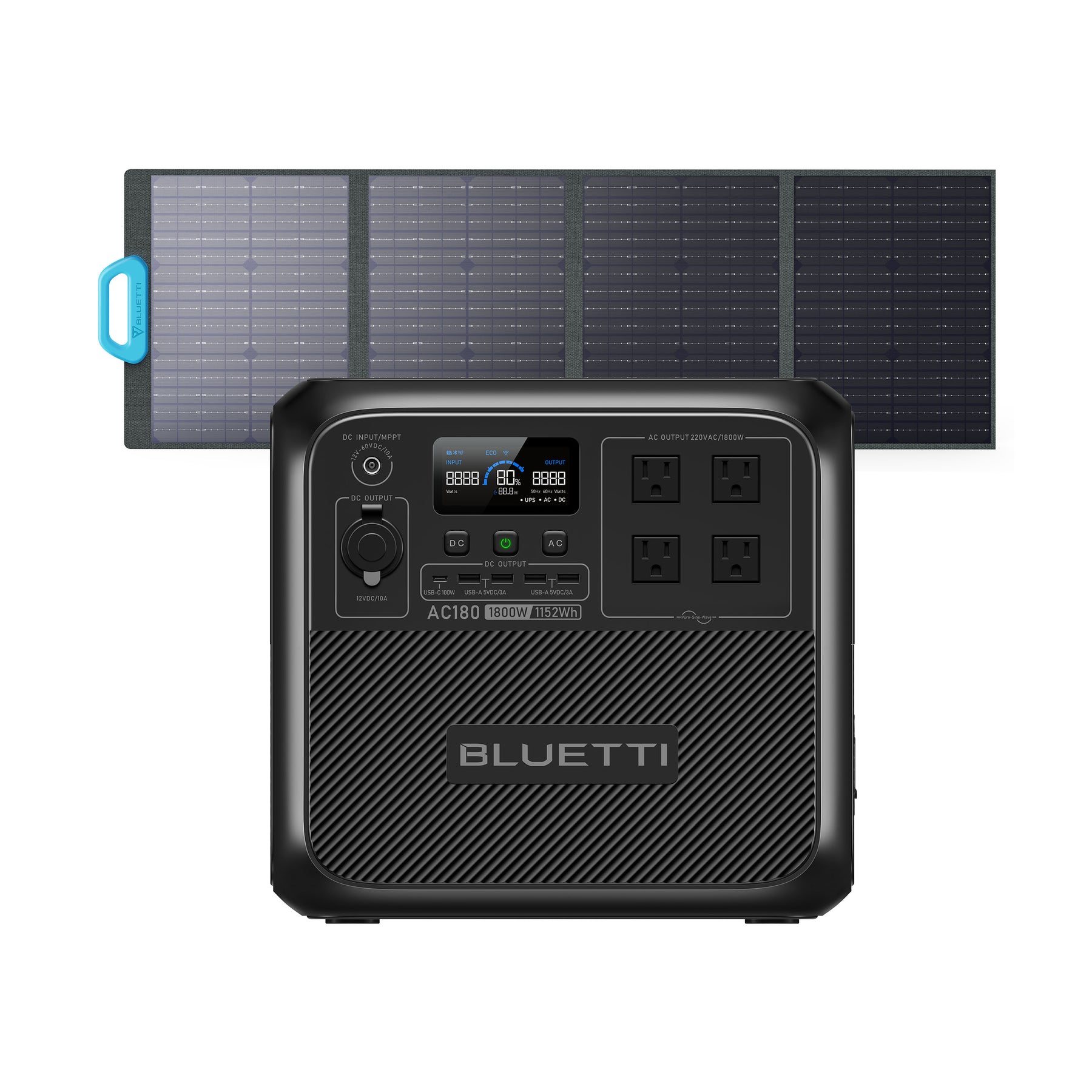 BLUETTI AC180 Solar Portable Power Station 1,800W 1,152Wh