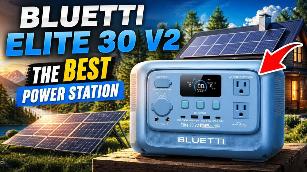 BLUETTI Elite 30 V2 – Générateur Solaire 288Wh 600W, LiFePO4, Pour Maison Et Camping-car