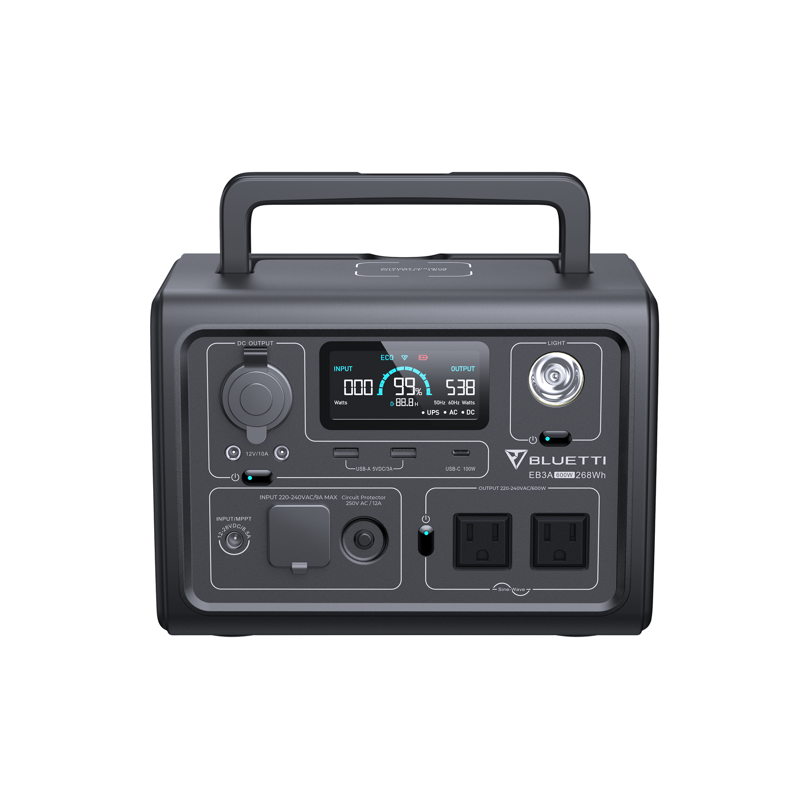 BLUETTI EB3A+PV60F Solar Generator | 600W 268Wh,60W Solar Kit